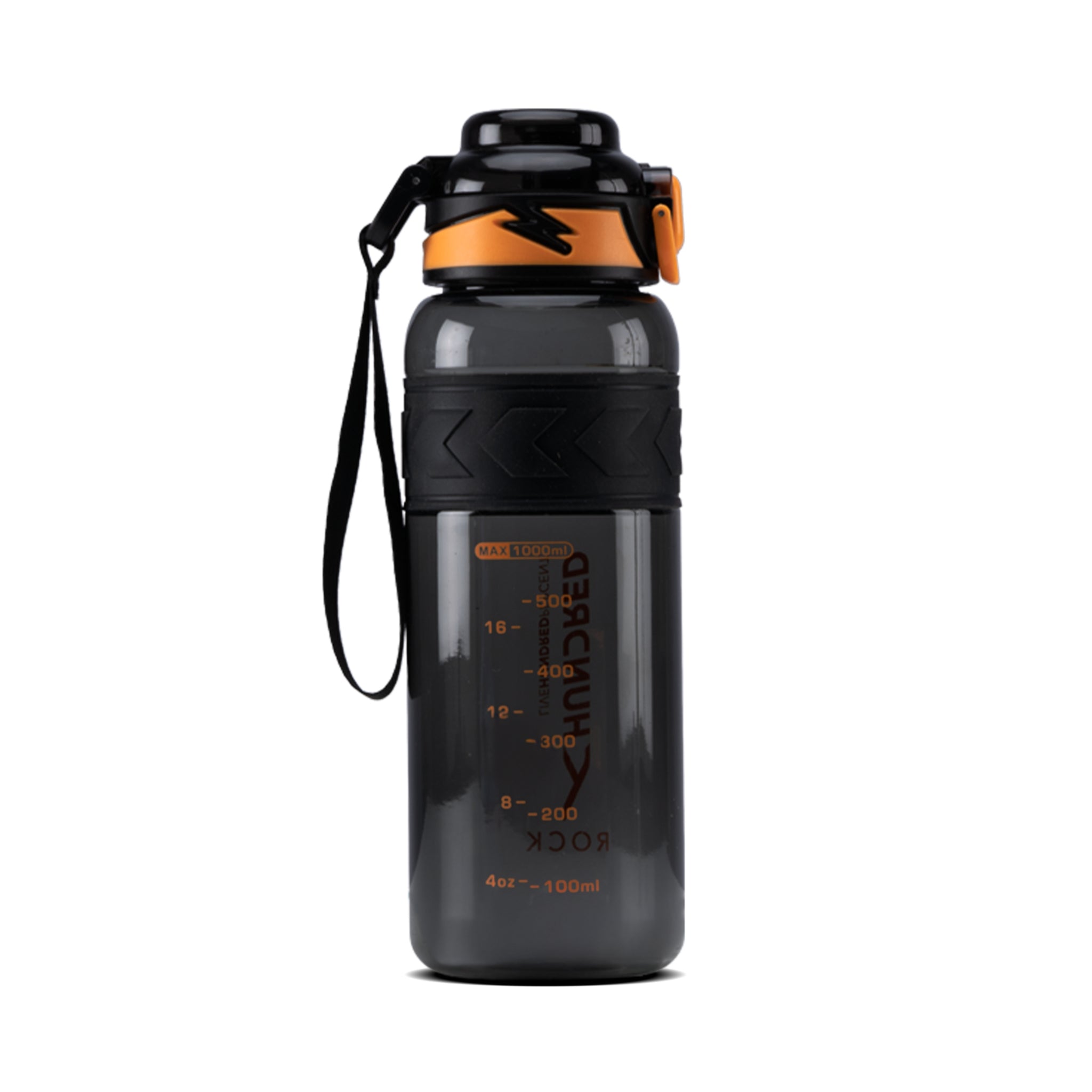 Wasserflasche – ROCK Schwarz/Orange