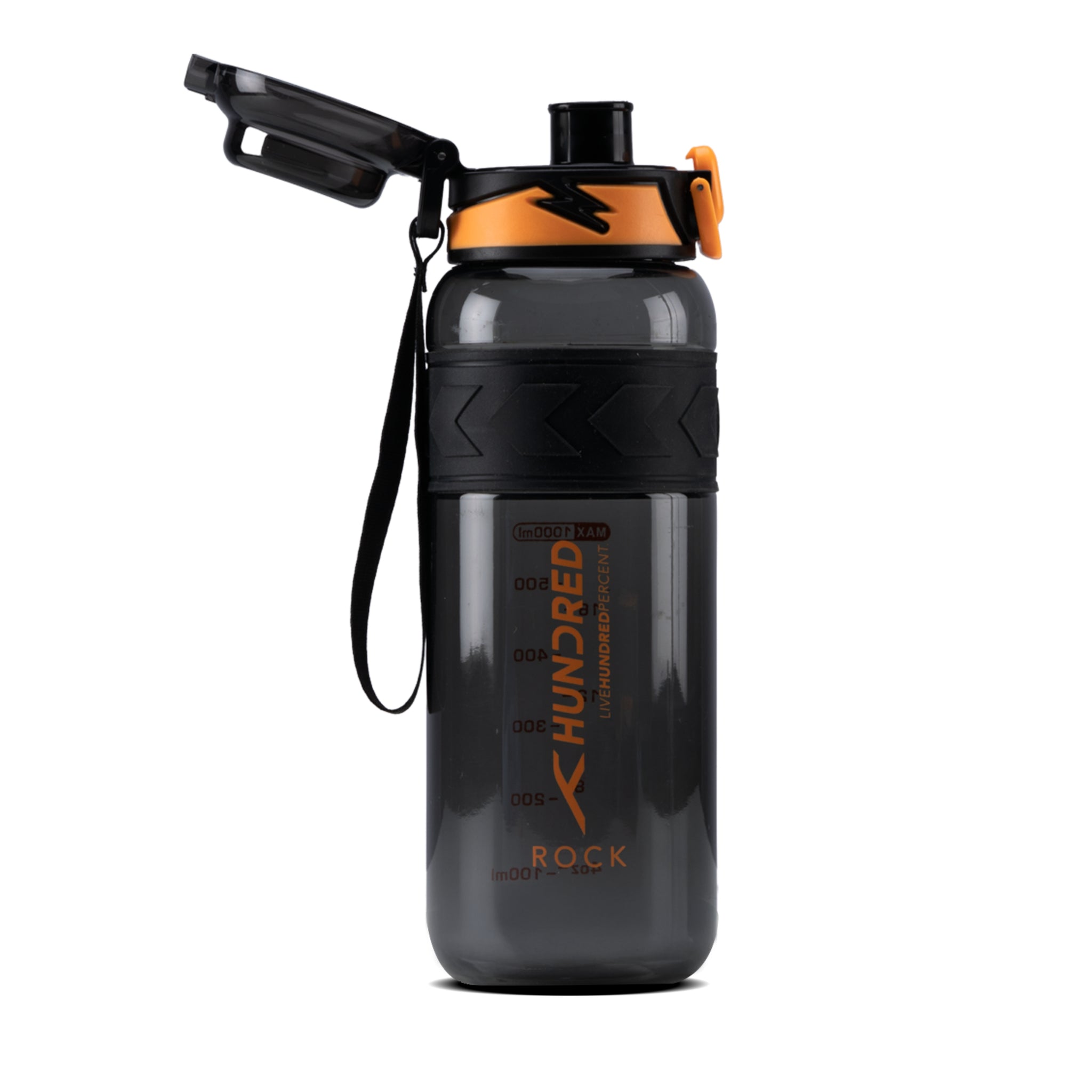 Wasserflasche – ROCK Schwarz/Orange