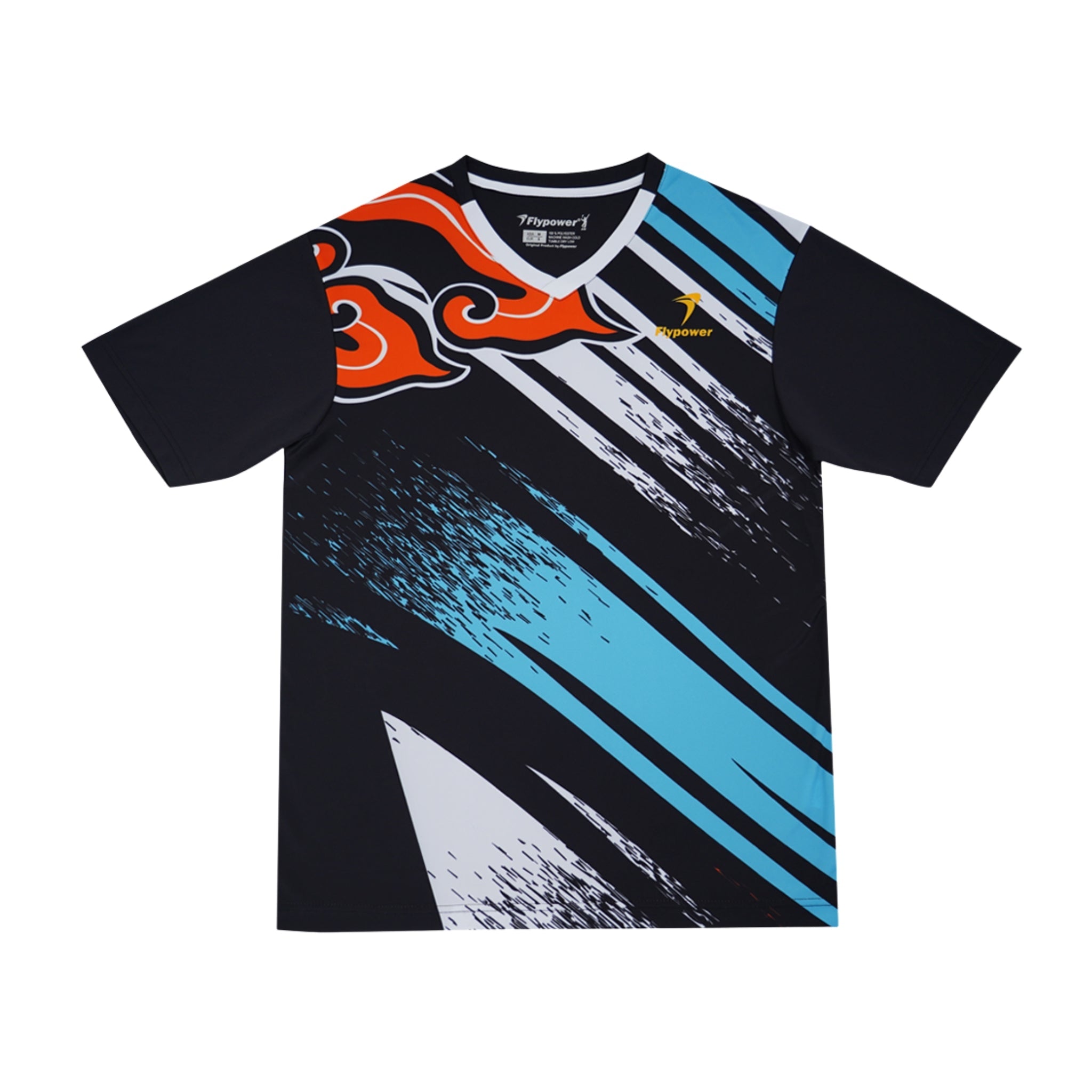 Flypower Badminton T-shirt - Flypower Mandalawangi 13 Black/Orange Unisex - SportYouUp Europe