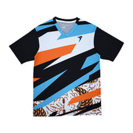 Flypower Badminton T-shirt - Flypower RINJANI 12 Black/Skyblue Unisex - SportYouUp Europe