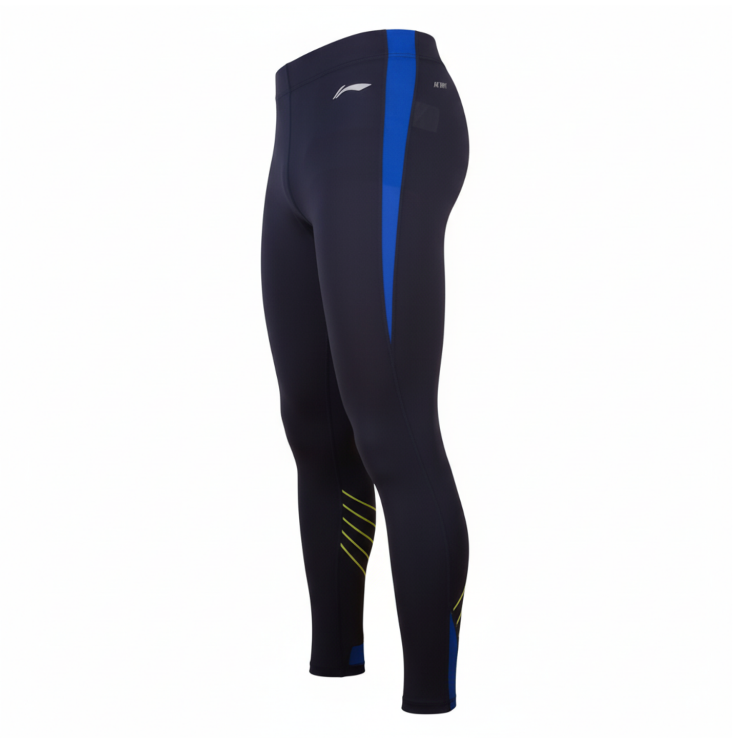 Li-Ning Lauf-Tights Lang Blau Shine